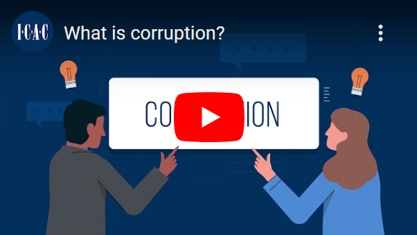 What is corruption animated youtube video thumbnail with play button icon