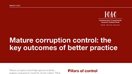 cover of Mature corruption control: the key outcomes of better practice (March 2023)