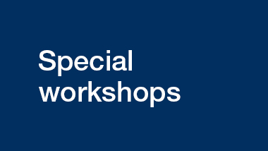 Special workshops text on dark blue background