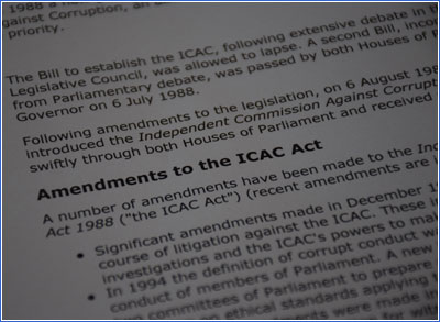 Amendments to ICAC Act